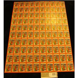 Mint Sheet of 1932 "Merry Christmas" Stamps/Seals. National Tuberculosis Association. (100 stamps)