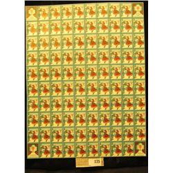 Mint Sheet of 1935 "Merry Christmas" Stamps/Seals. National Tuberculosis Association. (100 stamps)