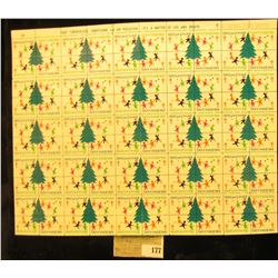 Mint Sheet of 1969 "Merry Christmas" Stamps/Seals. National Tuberculosis Association. (100 stamps)