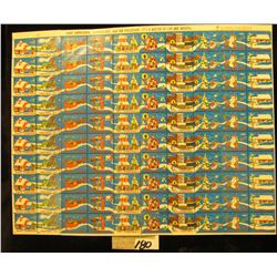 Mint Sheet of 1972 "Merry Christmas" Stamps/Seals. National Tuberculosis Association. (100 stamps)