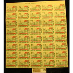 Mint Sheet of 1972 "Eastern Star Masonic Home Boone Iowa" Stamps. (50 stamps).