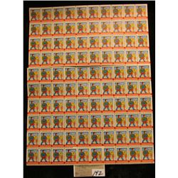 Mint Sheet of 1945 "Merry Christmas" Stamps/Seals. World War II. National Tuberculosis Association. 