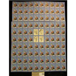 Mint Sheet of 1946 "Merry Christmas" Stamps/Seals. National Tuberculosis Association. (100 stamps)