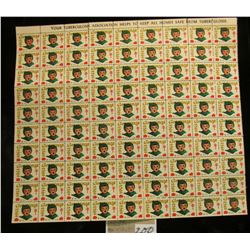 Mint Sheet of 1953 "Merry Christmas" Stamps/Seals. National Tuberculosis Association. (100 stamps)