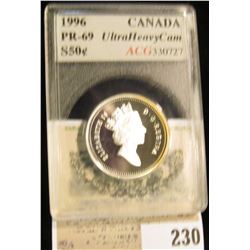 1996 Canada Half-Dollar, ACG slabbed PR-69 UHC, silver.