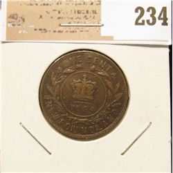 1894 Newfoundland One Cent, Very Fine.