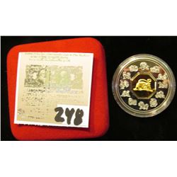 2004 Royal Canadian Mint $15 Chinese Lunar Coin, Year of the Monkey. Silver.