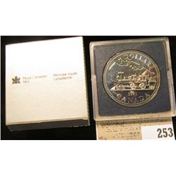 1981 Royal Canadian Mint "Train" Silver Dollar, BU.