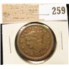 Image 1 : 1845 U.S. Large Cent, VF+.