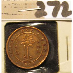 1906 Ceylon One Cent.