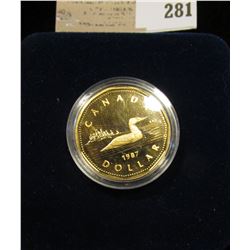 1987 Proof Royal Canada Mint "Loonie" Dollar in original velvet case.