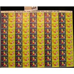 Mint Sheet of 1955 Christmas Stamps/Seals. National Tuberculosis Association. (100 stamps)