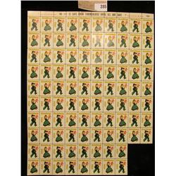 Partial Mint Sheet of 1956 "Greetings" Christmas Stamps/Seals. National Tuberculosis Association. (9