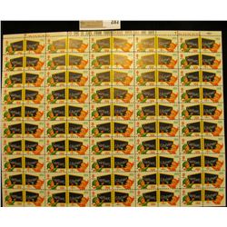 Mint Sheet of 1958 "Greetings" Christmas Stamps/Seals. National Tuberculosis Association. (100 stamp