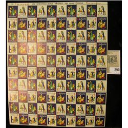 Mint Sheet of 1961 "Greetings" Christmas Stamps/Seals. National Tuberculosis Association. (100 stamp