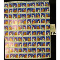 Mint Sheet of 1963 "Greetings" Christmas Stamps/Seals. National Tuberculosis Association. (100 stamp