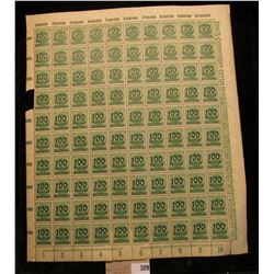 (ERROR) 1922 German Reich Empire 100 thousand overprint 400 mark million stamp sheet issued during t