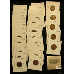 Group of carded Lincoln Cents, all in 2" x 2" holders and ready for retailing. Includes 1938P, (13) 