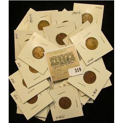 Group of carded Lincoln Cents, all in 2" x 2" holders and ready for retailing. Includes (5) 1939P, (