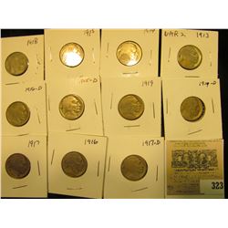 Group of carded Buffalo Nickels with acid restored dates, all in 2" x 2" holders and ready for retai