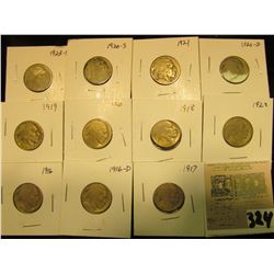 Group of carded Buffalo Nickels with acid restored dates, all in 2" x 2" holders and ready for retai