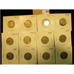Group of carded Buffalo Nickels with acid restored dates, all in 2" x 2" holders and ready for retai
