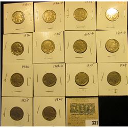 Group of carded Buffalo Nickels no acid restored dates in this group, but a few partial, all in 2" x