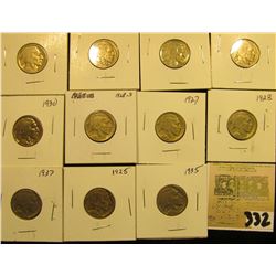 Group of carded Buffalo Nickels, no acid restored dates in this group, but a few partial, all in 2" 
