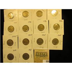 Group of carded Buffalo Nickels, no acid restored dates in this group, but a few partial, all in 2" 