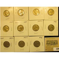 Group of carded Jefferson Nickels, all in 2" x 2" holders and ready for retailing. Includes 1939P, 4