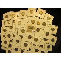 Group of carded Jefferson Nickels, all in 2" x 2" holders and ready for retailing. Includes 1954D, (