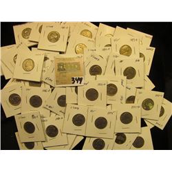 Group of carded Jefferson Nickels, all in 2" x 2" holders and ready for retailing. Includes 1964D, 7