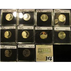 (10) Jefferson Nickels in hard plastic cases dating 2009-2015 and includes both BU and Proof specime