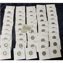 Group of (50) carded Roosevelt Dimes,  all in 2" x 2" holders and ready for retailing. Includes 1965