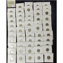 Group of (55) carded Roosevelt Dimes,  all in 2" x 2" holders and ready for retailing. Includes 1968