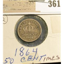 1864A France Silver 50 centimes.