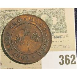 1901 Hong Kong Large Cent, choice red-brown AU.