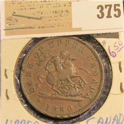 1850 Bank of Upper Canada Large Penny.