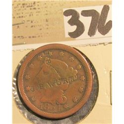 1854 U.S. Large Cent with rare counterstamp "J.B. Wurts".