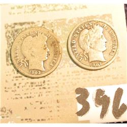 1903 P & 07 D Barber Dimes.