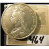 Image 2 : 1890 Great Britain Silver One Crown depicting Queen Victoria & St. George slaying the Dragon.