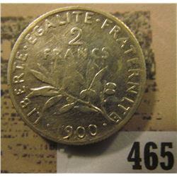 1900 France Silver Two Francs. Y64.