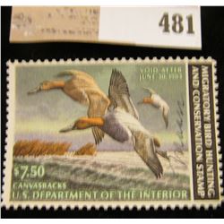 1982 Federal Migratory Waterfowl Stamp, Artist signed. RW49.