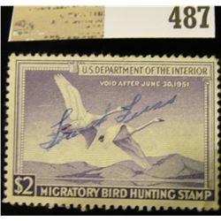 1950 Two Dollar Federal Migratory Waterfowl Stamp, signed. RW17.