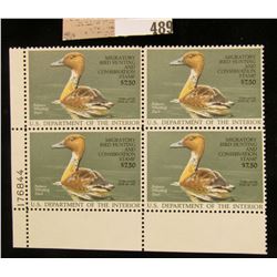 1986 Plateblock of RW53 $7.50 Federal Migratory Waterfowl Stamps, all mint, unsigned. $30 face value
