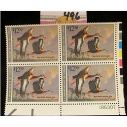 1990 Plateblock of RW57 $12.50 Federal Migratory Waterfowl Stamps, all mint, unsigned. #186307 $50 f