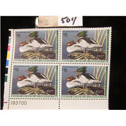 1994 Plateblock of RW60 $15.00 Federal Migratory Waterfowl Stamps, all mint, unsigned & stored in a 