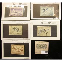 RW # 17, 18, 20, 22, & 23 $2 Federal Migratory Waterfowl Stamps, all signed.