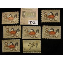 1945 RW # 12 One Dollar Federal Migratory Waterfowl Stamp, signed; & (5) 1981 RW 48 $7.50 Federal Mi