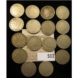 (4) 1901, (3) 02, 03, 04, 06, (4) 07, & (2) 1912 P Liberty "V" Nickels. (16 pcs.)